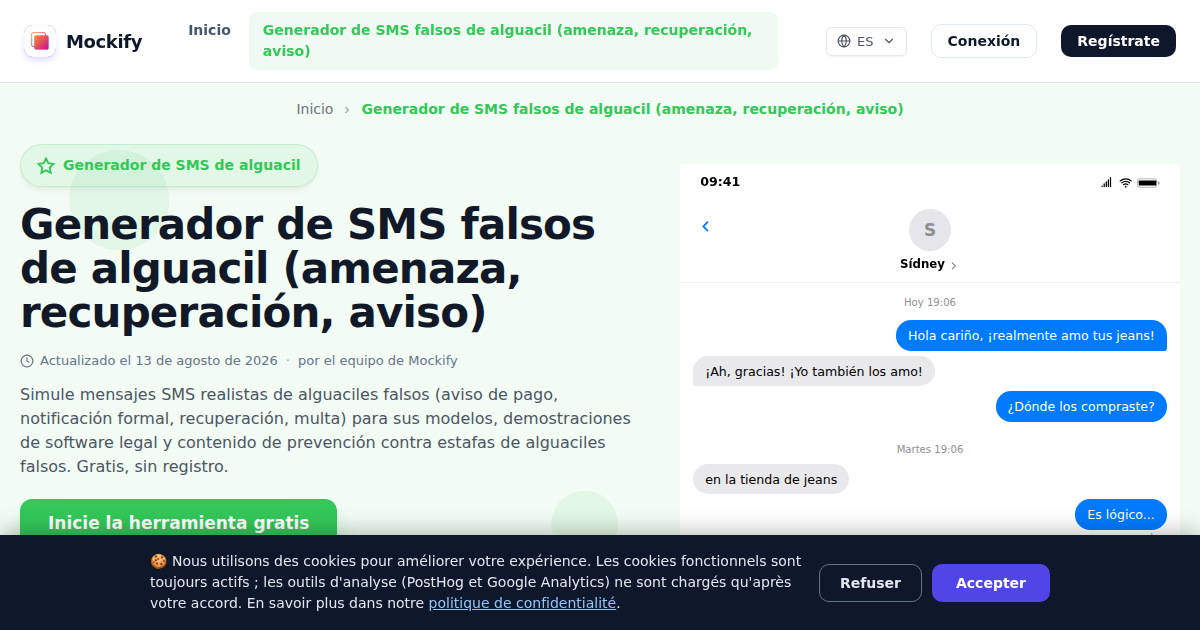 Ejemplo de captura de pantalla realista generada con Mockify