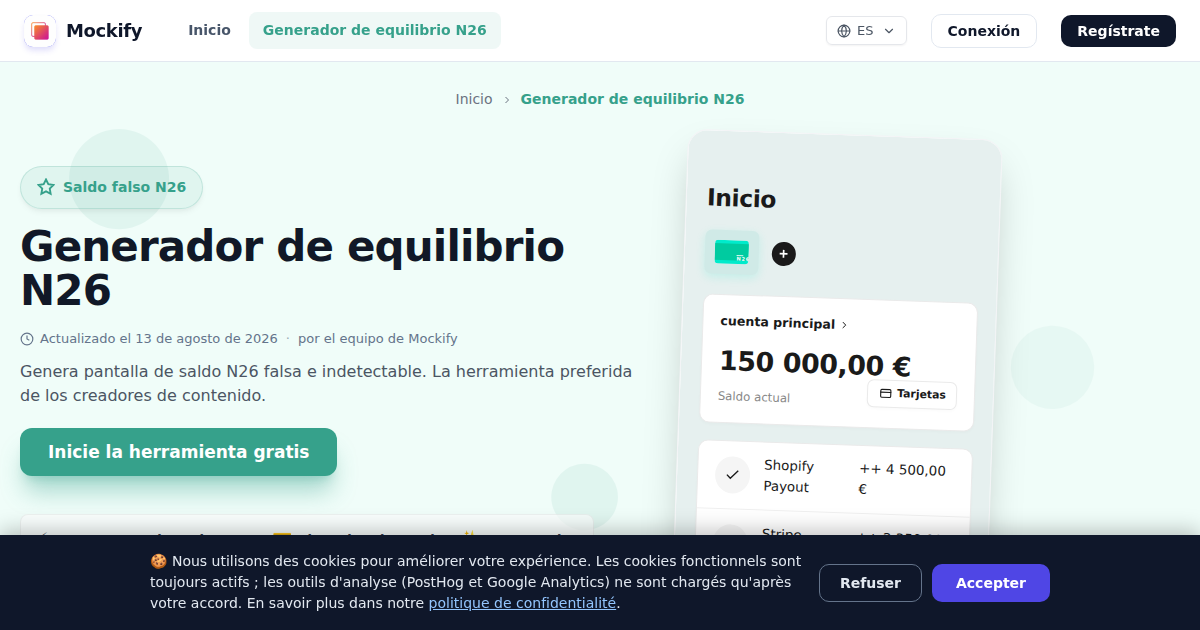 Ejemplo de captura de pantalla realista generada con Mockify