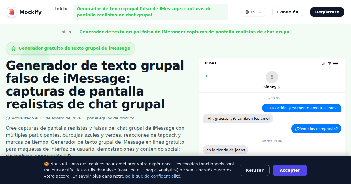 Ejemplo de captura de pantalla realista generada con Mockify