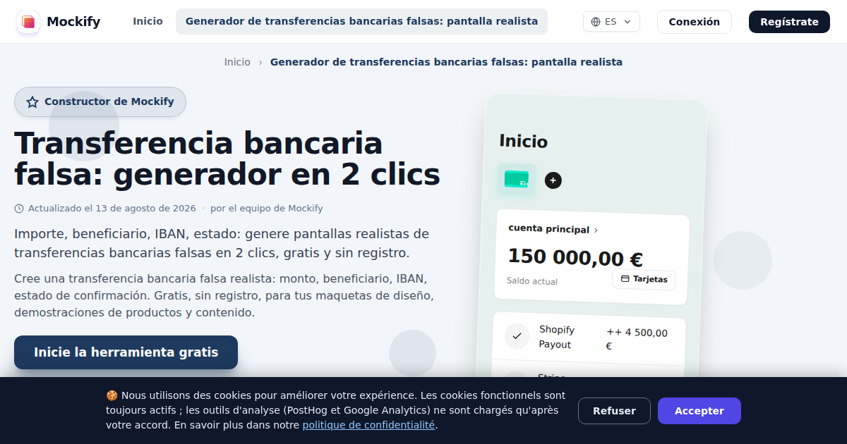 Ejemplo de captura de pantalla realista generada con Mockify