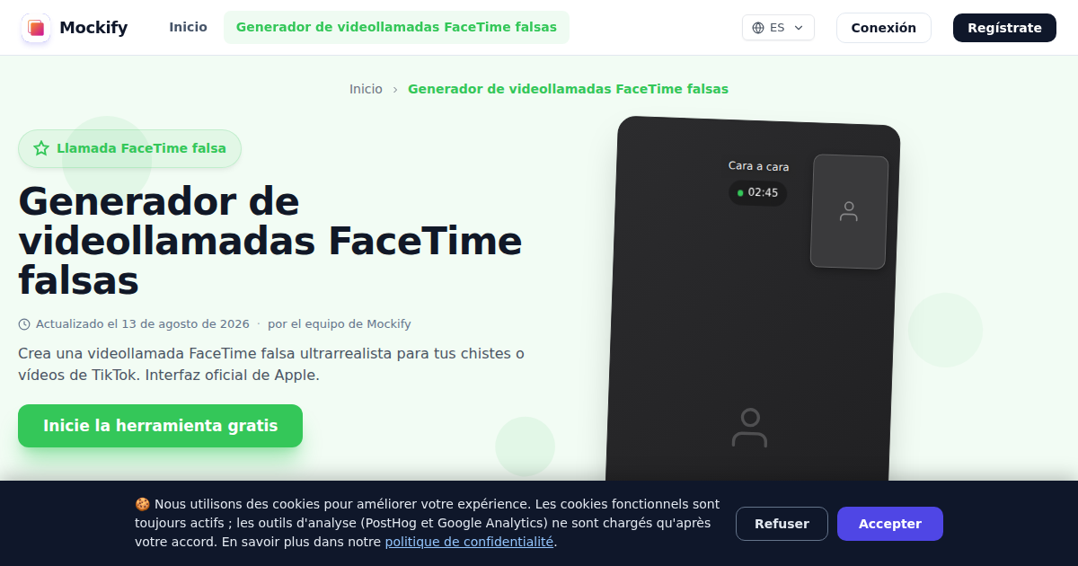 Ejemplo de captura de pantalla realista generada con Mockify
