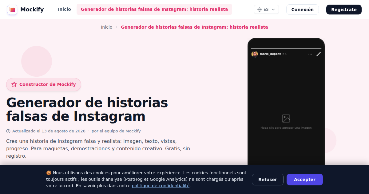 Ejemplo de captura de pantalla realista generada con Mockify