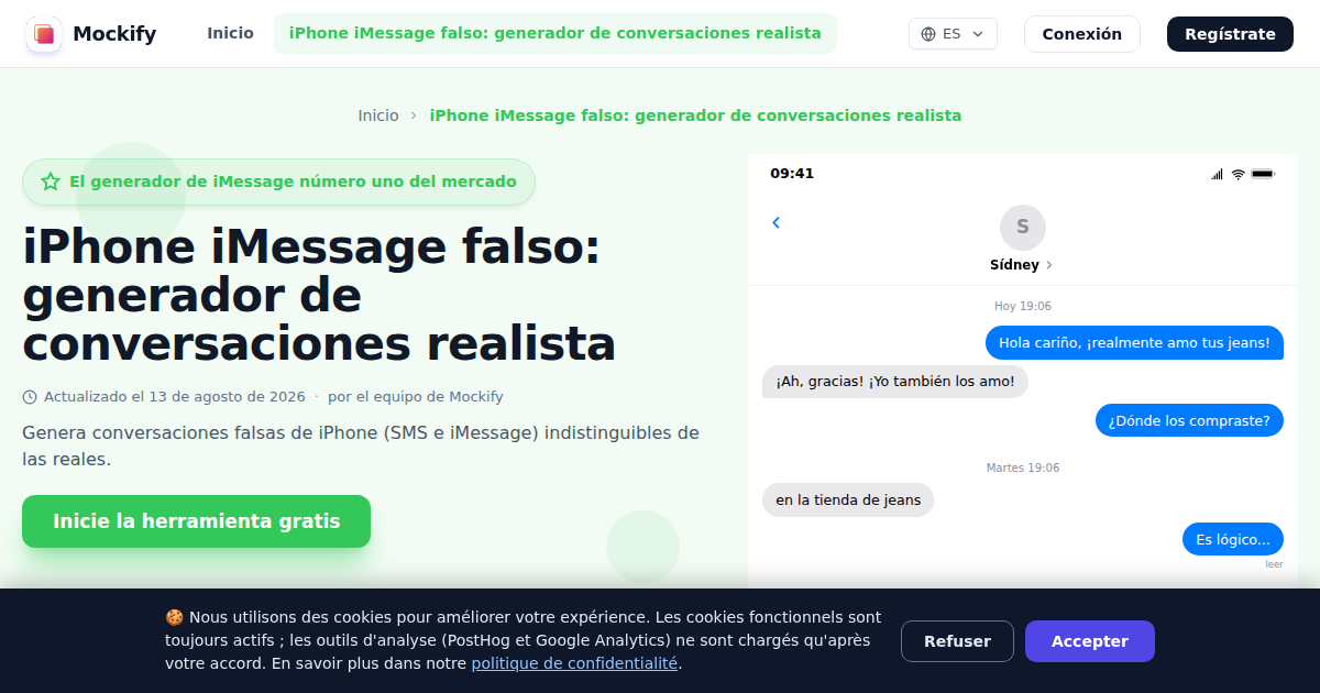 Ejemplo de captura de pantalla realista generada con Mockify