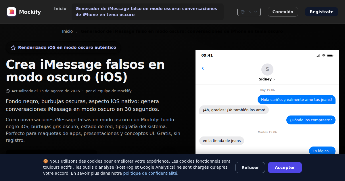 Ejemplo de captura de pantalla realista generada con Mockify