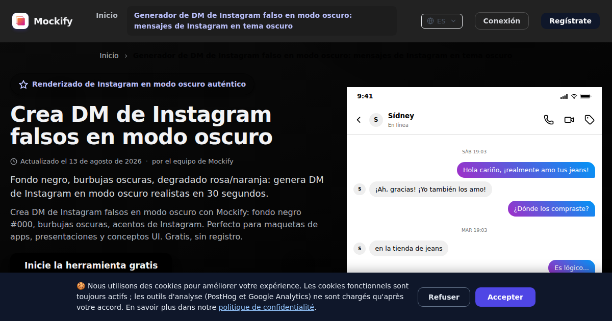 Ejemplo de captura de pantalla realista generada con Mockify