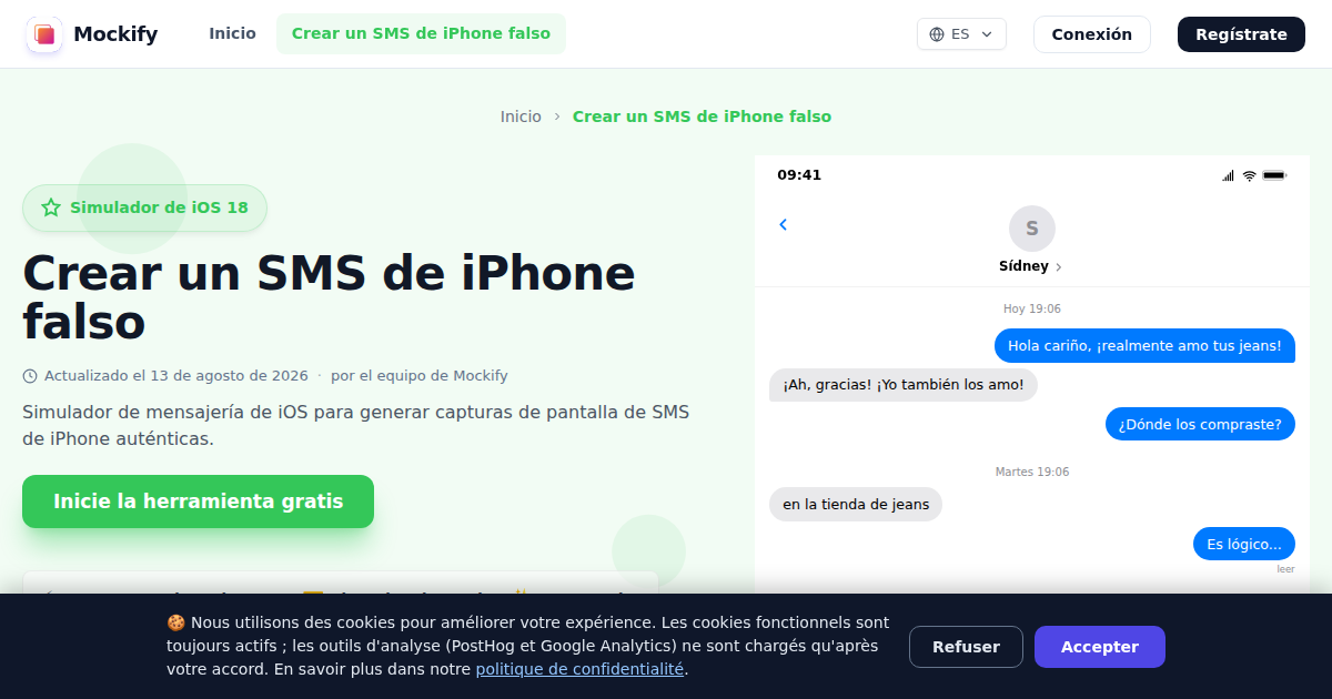 Ejemplo de captura de pantalla realista generada con Mockify