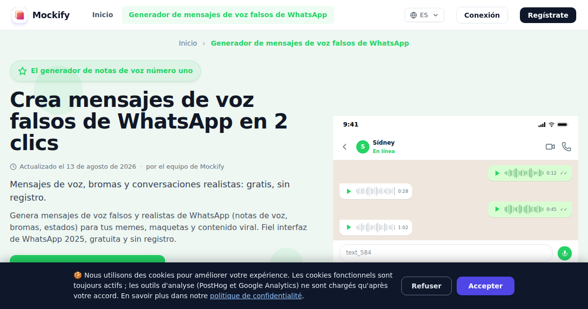 Ejemplo de captura de pantalla realista generada con Mockify