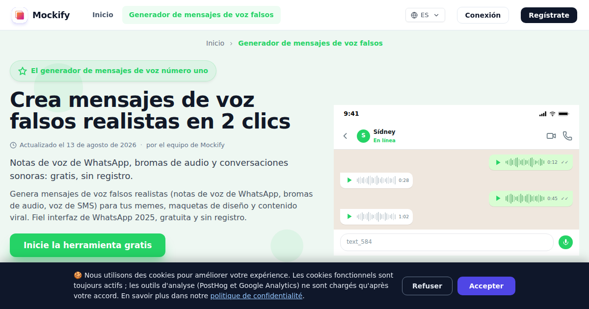 Ejemplo de captura de pantalla realista generada con Mockify