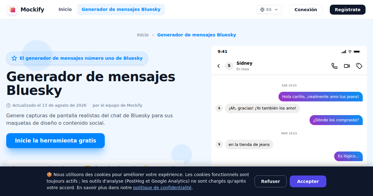 Ejemplo de captura de pantalla realista generada con Mockify