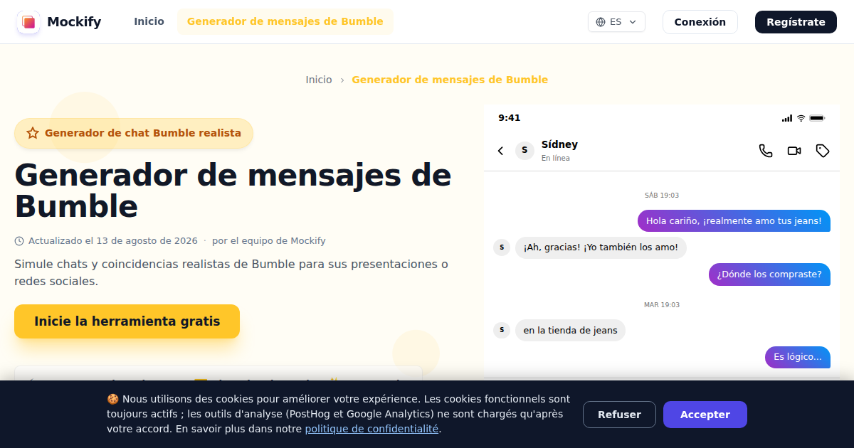 Ejemplo de captura de pantalla realista generada con Mockify