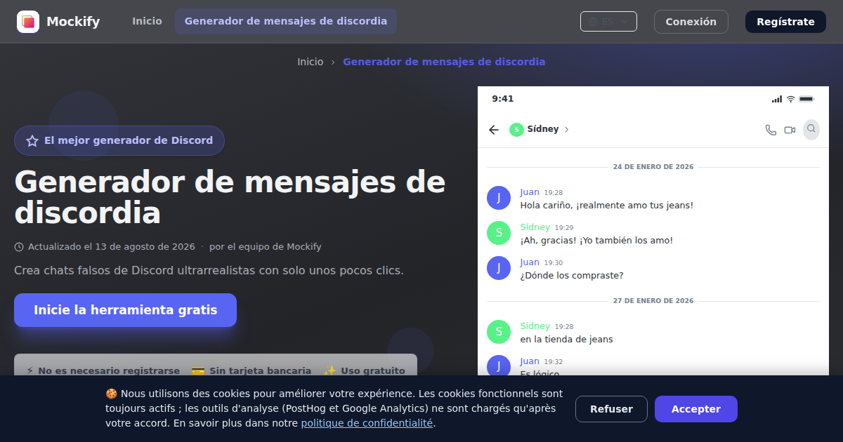 Ejemplo de captura de pantalla realista generada con Mockify