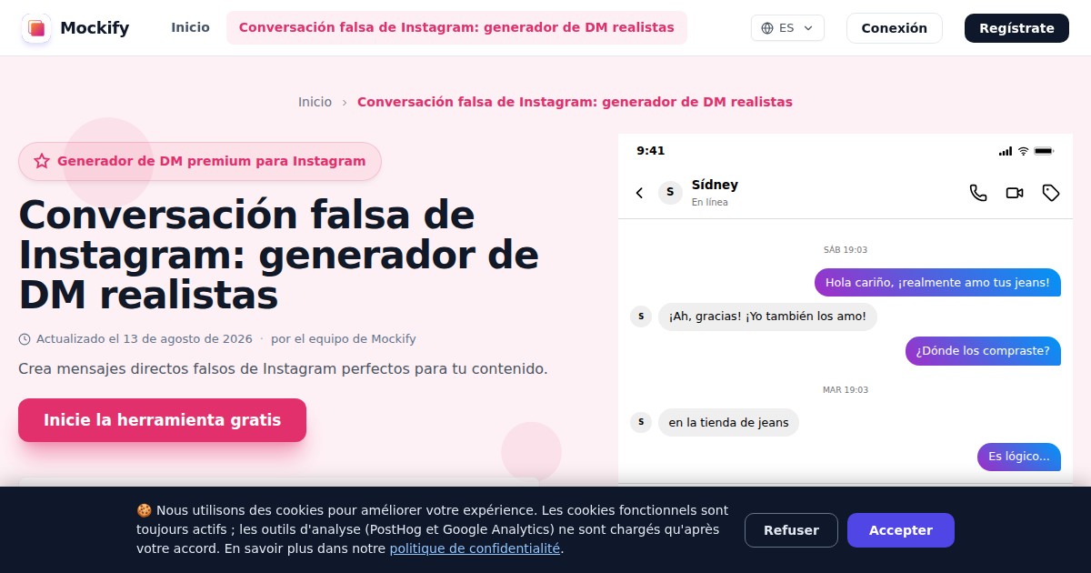 Ejemplo de captura de pantalla realista generada con Mockify