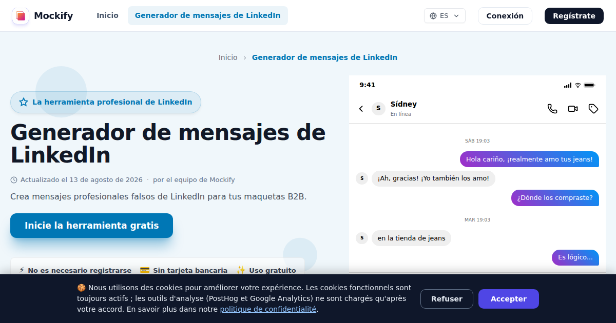 Ejemplo de captura de pantalla realista generada con Mockify