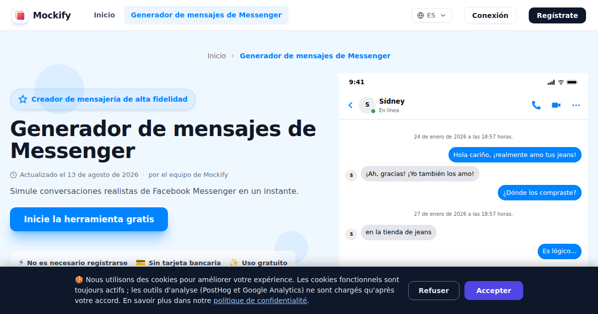 Ejemplo de captura de pantalla realista generada con Mockify