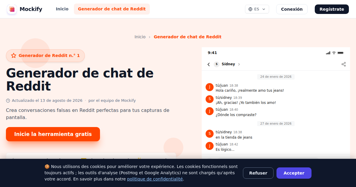 Ejemplo de captura de pantalla realista generada con Mockify
