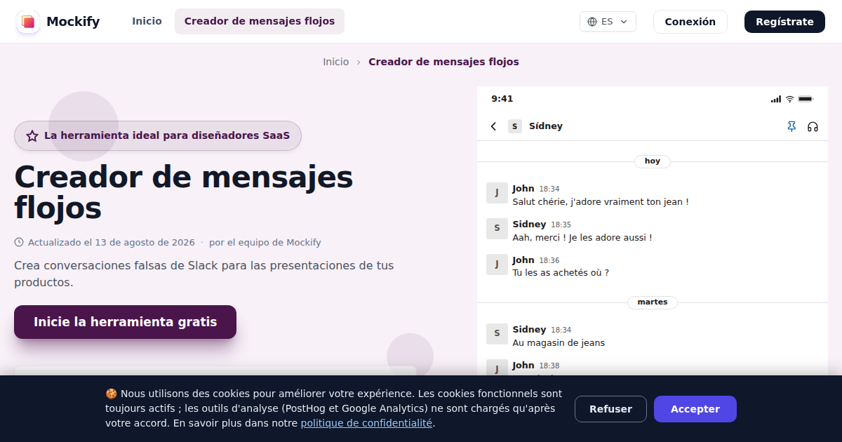 Ejemplo de captura de pantalla realista generada con Mockify