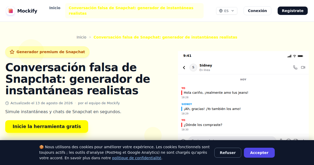 Ejemplo de captura de pantalla realista generada con Mockify
