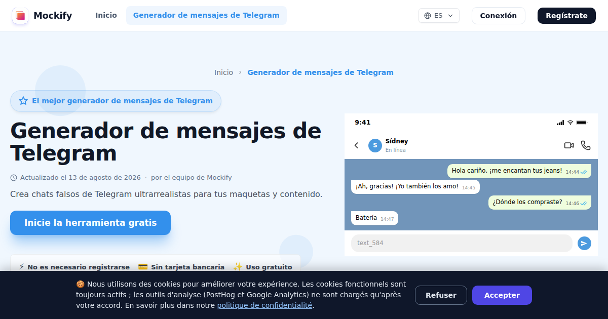 Ejemplo de captura de pantalla realista generada con Mockify