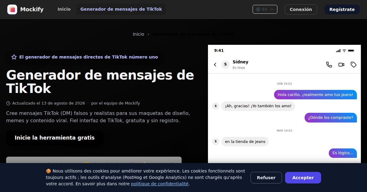 Ejemplo de captura de pantalla realista generada con Mockify