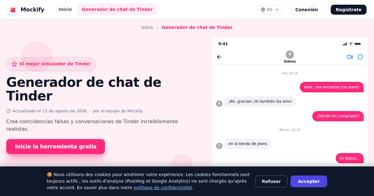 Ejemplo de captura de pantalla realista generada con Mockify
