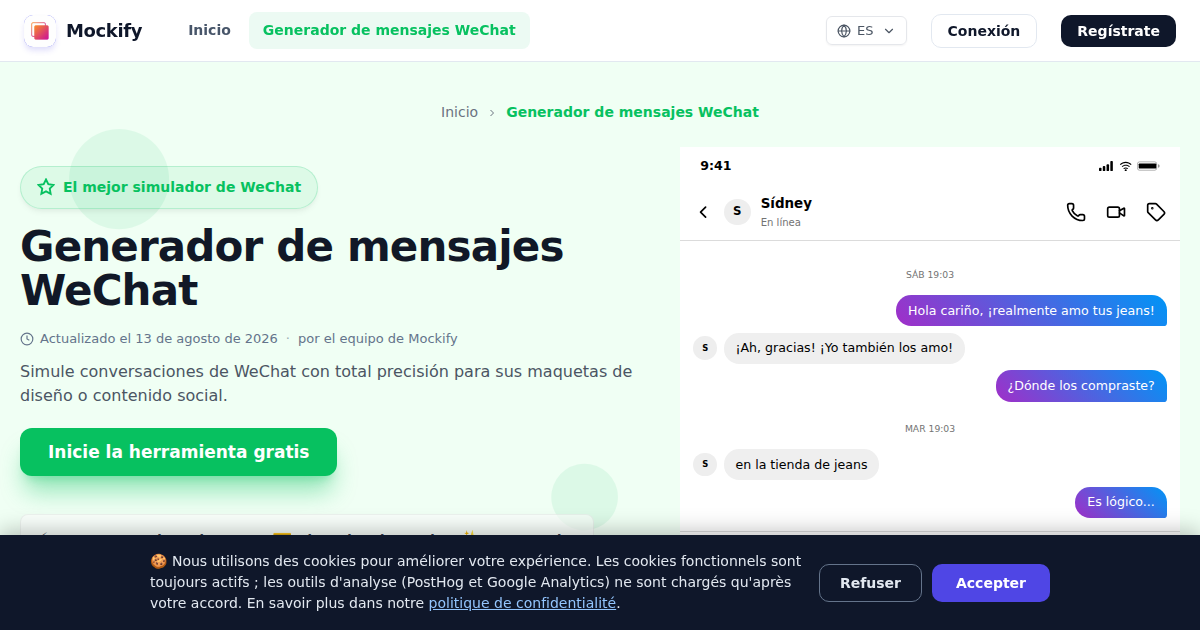 Ejemplo de captura de pantalla realista generada con Mockify