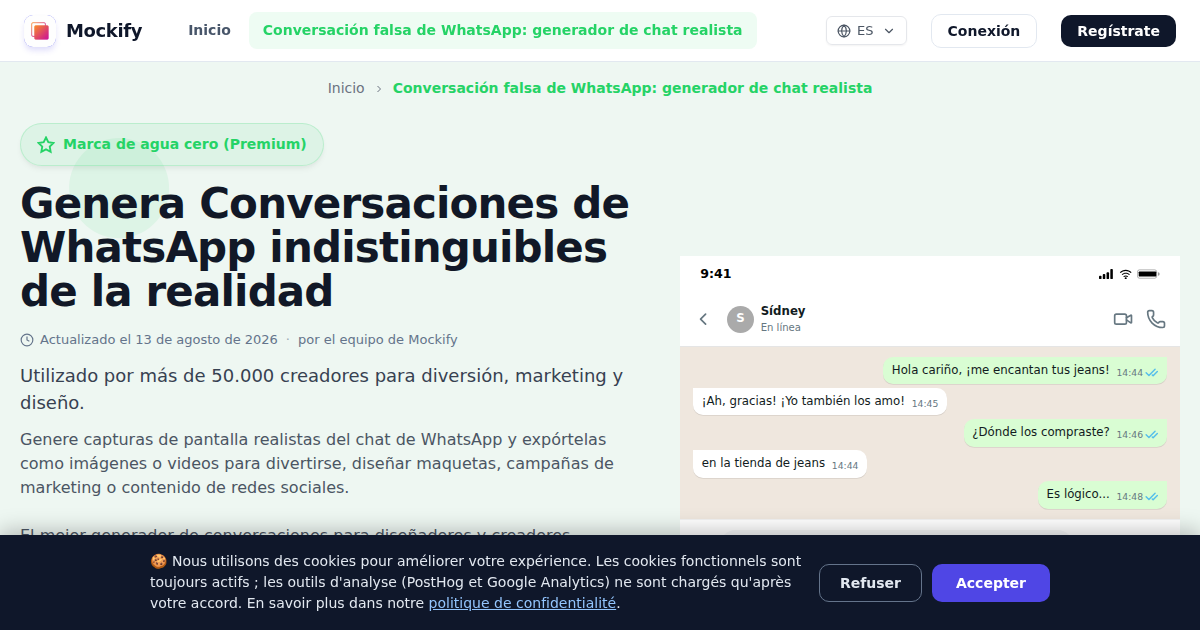 Ejemplo de captura de pantalla realista generada con Mockify