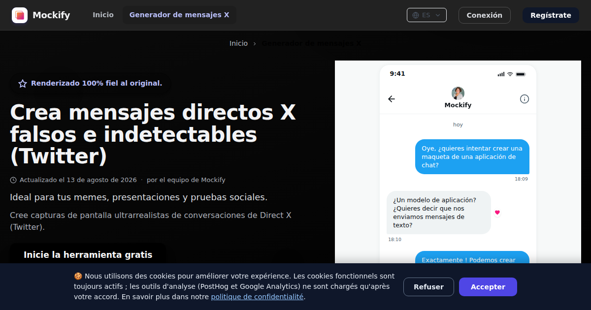 Ejemplo de captura de pantalla realista generada con Mockify
