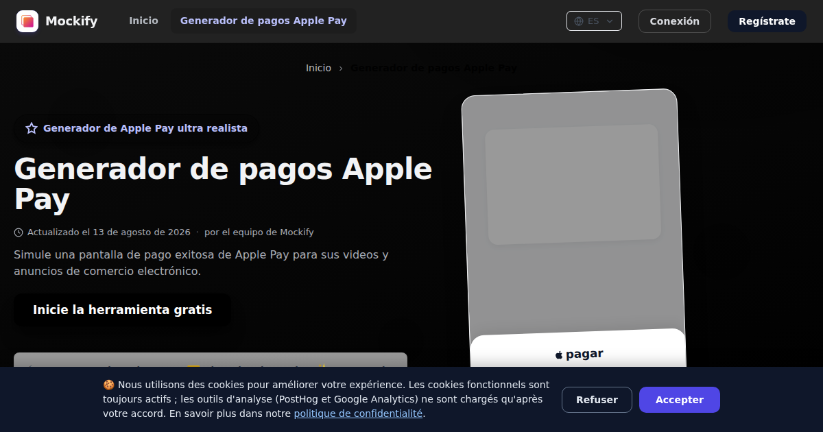 Ejemplo de captura de pantalla realista generada con Mockify