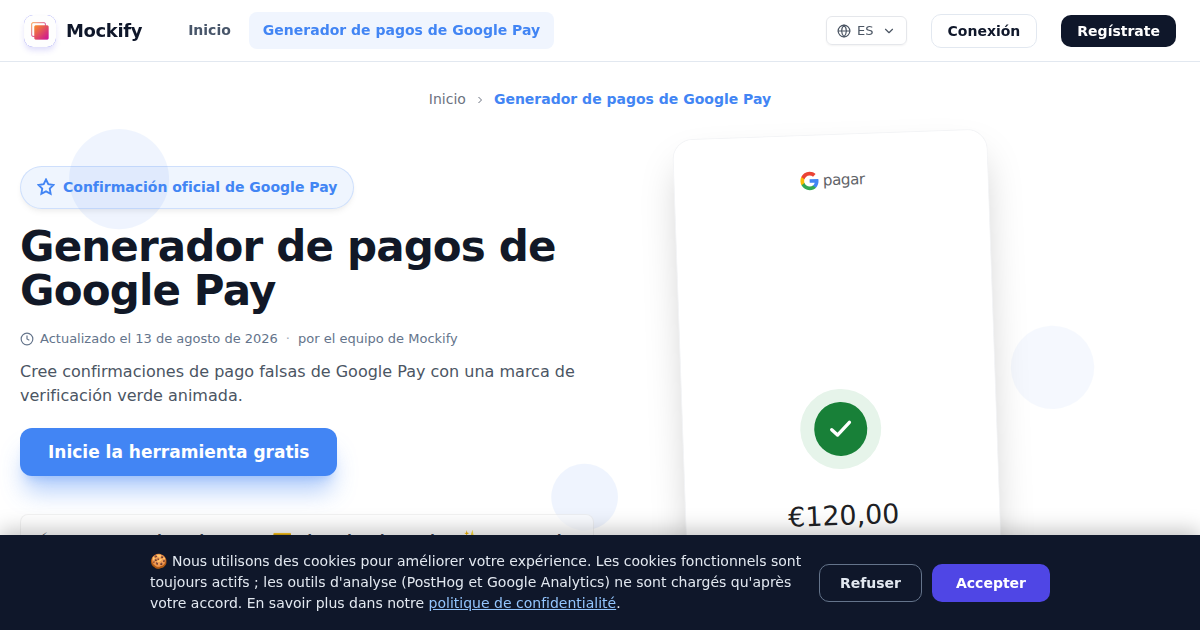 Ejemplo de captura de pantalla realista generada con Mockify
