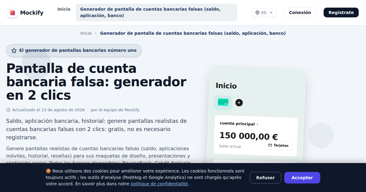 Ejemplo de captura de pantalla realista generada con Mockify