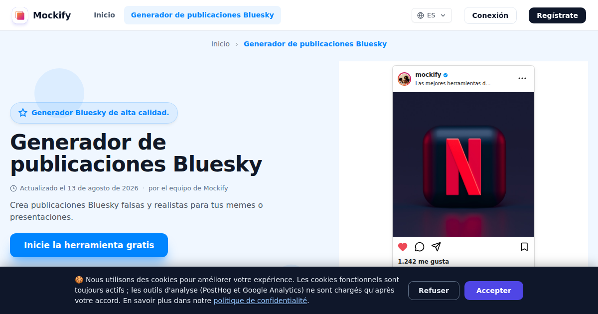 Ejemplo de captura de pantalla realista generada con Mockify