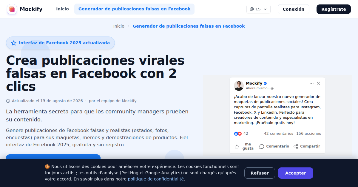 Ejemplo de captura de pantalla realista generada con Mockify