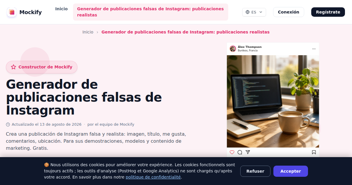 Ejemplo de captura de pantalla realista generada con Mockify
