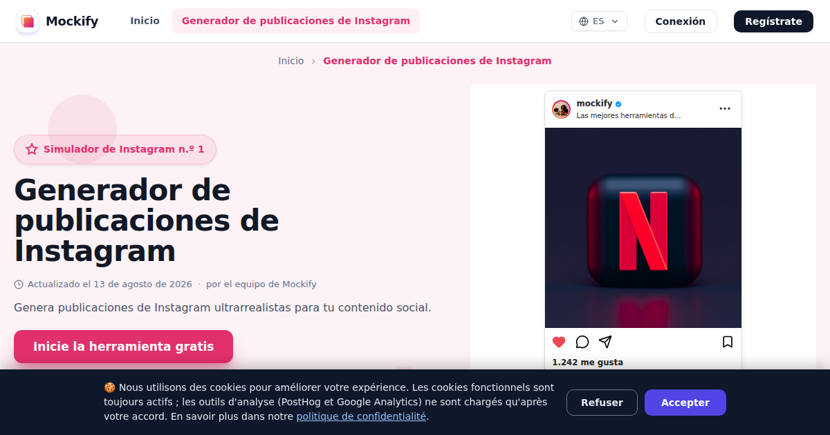 Ejemplo de captura de pantalla realista generada con Mockify