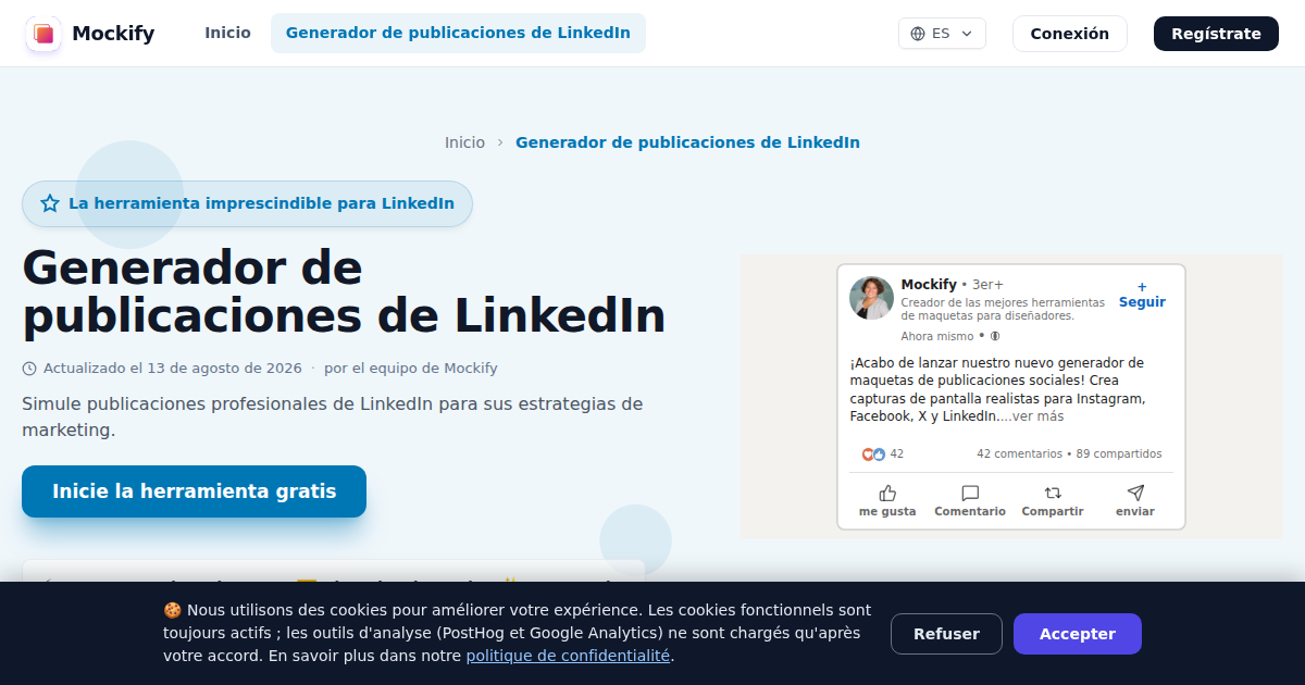 Ejemplo de captura de pantalla realista generada con Mockify