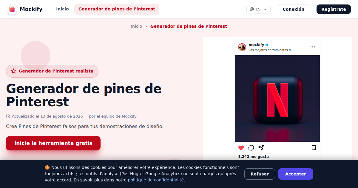 Ejemplo de captura de pantalla realista generada con Mockify