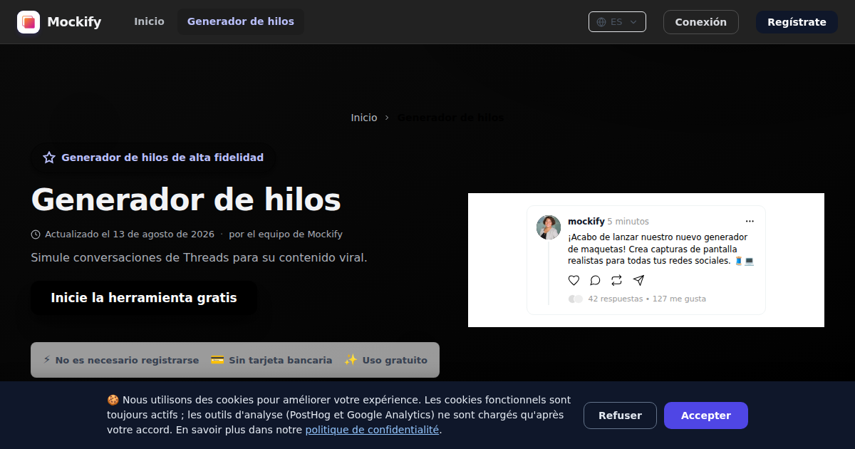 Ejemplo de captura de pantalla realista generada con Mockify