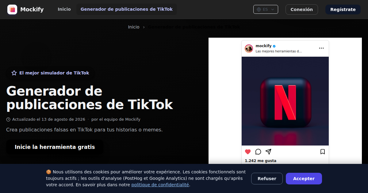 Ejemplo de captura de pantalla realista generada con Mockify