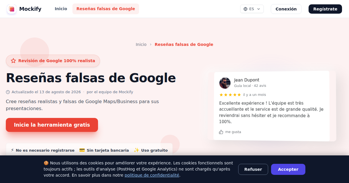 Ejemplo de captura de pantalla realista generada con Mockify