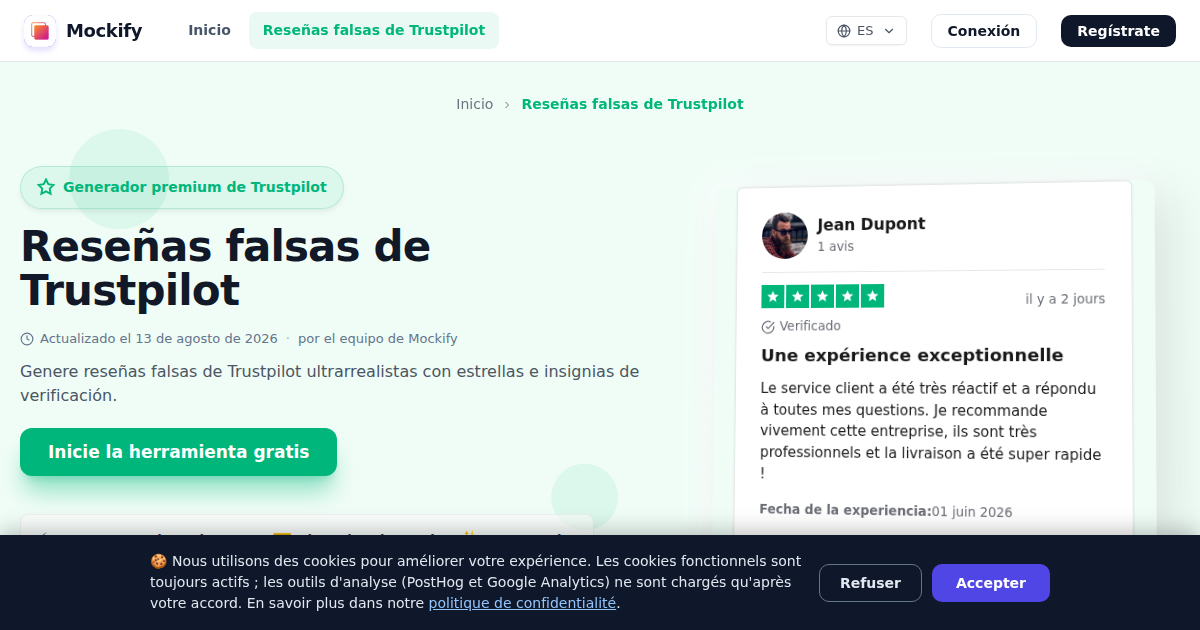 Ejemplo de captura de pantalla realista generada con Mockify