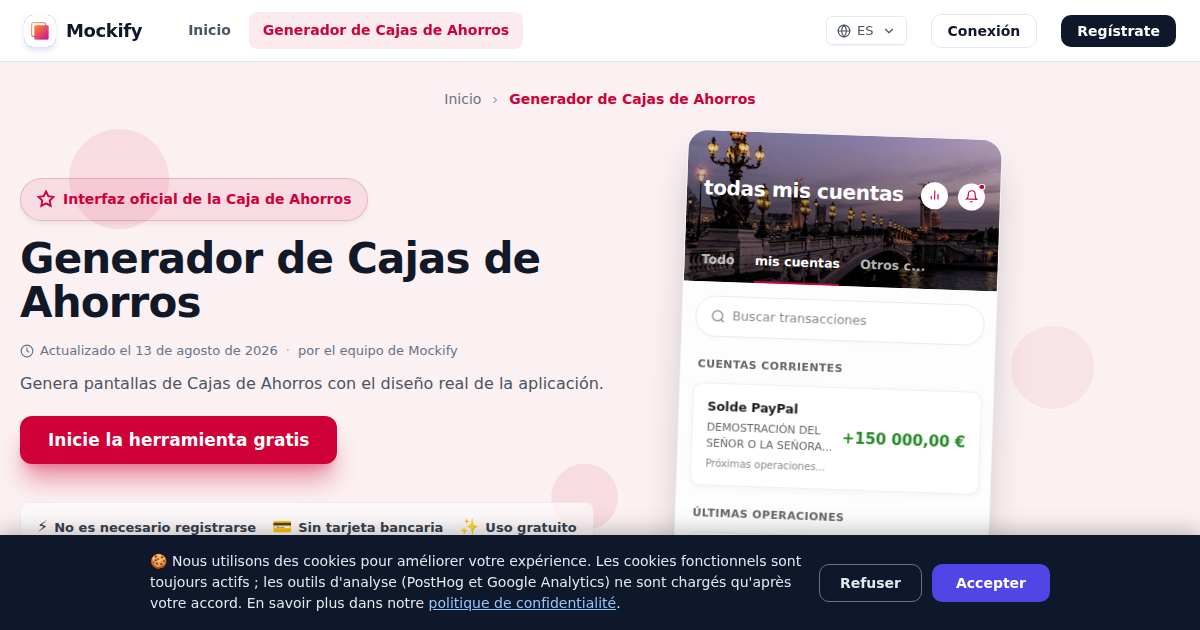 Ejemplo de captura de pantalla realista generada con Mockify