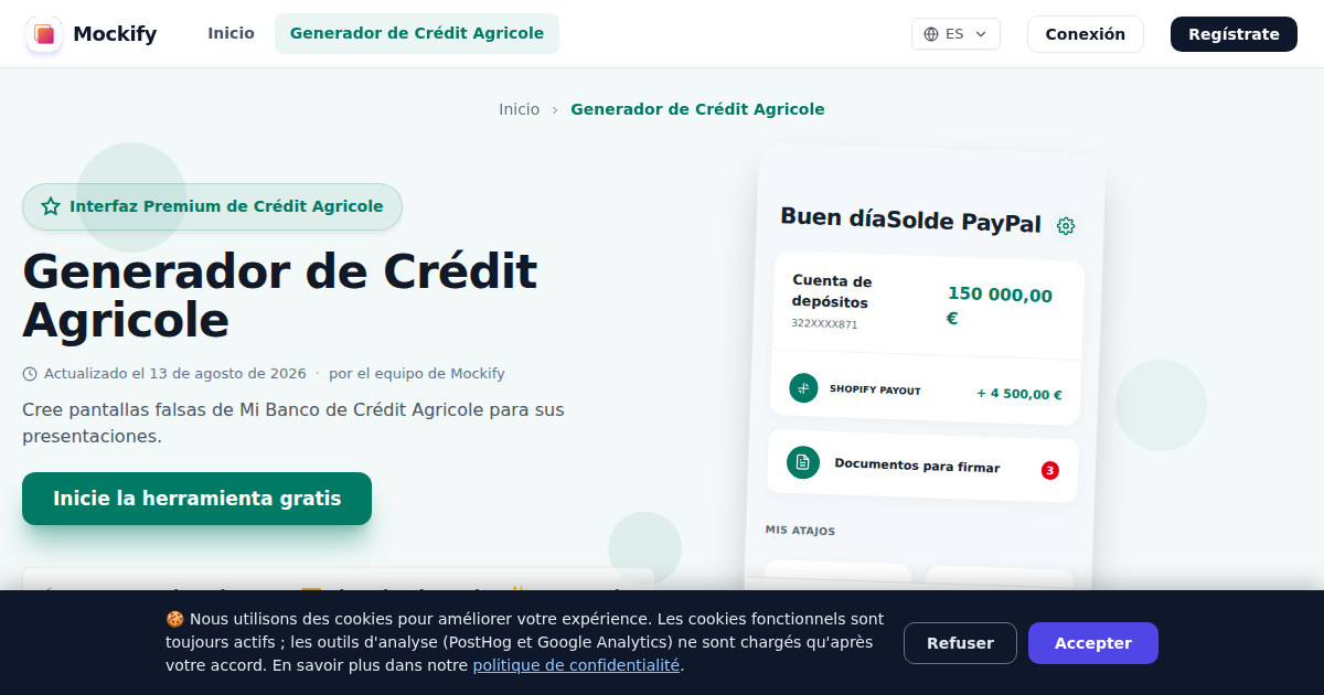 Ejemplo de captura de pantalla realista generada con Mockify
