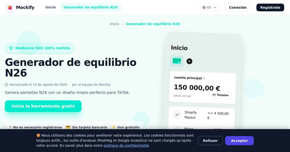 Ejemplo de captura de pantalla realista generada con Mockify