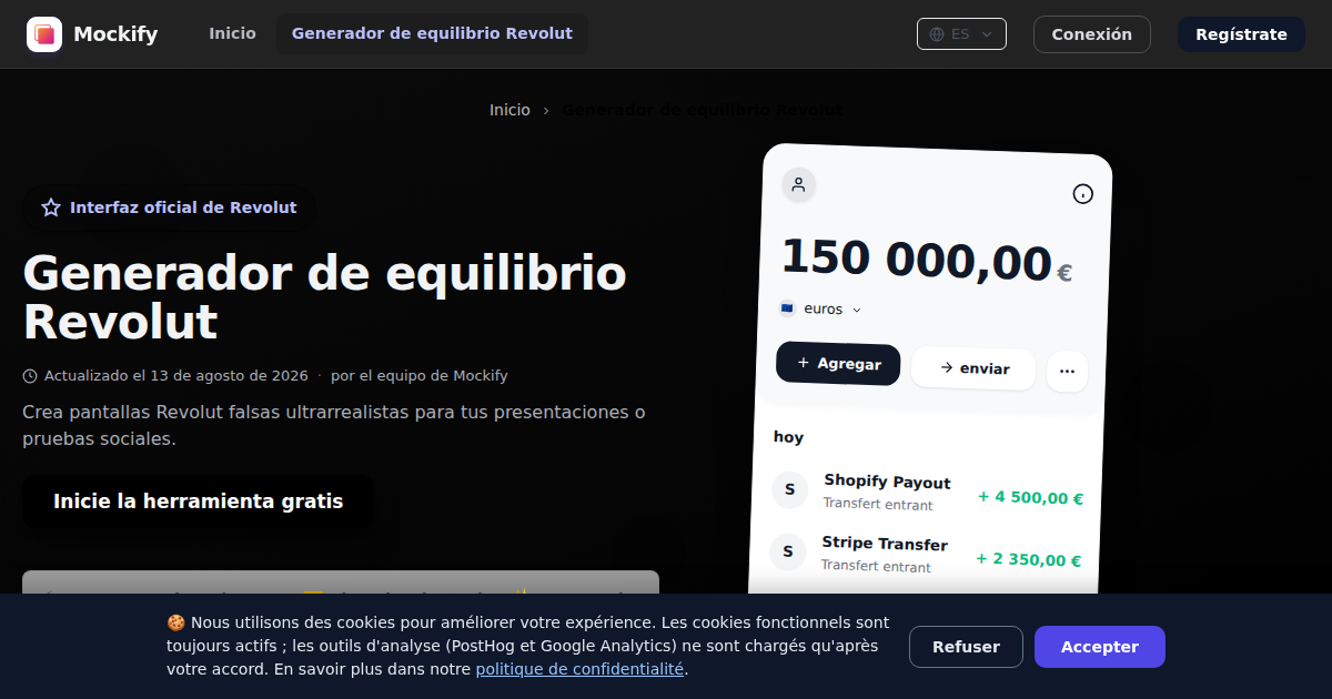 Ejemplo de captura de pantalla realista generada con Mockify
