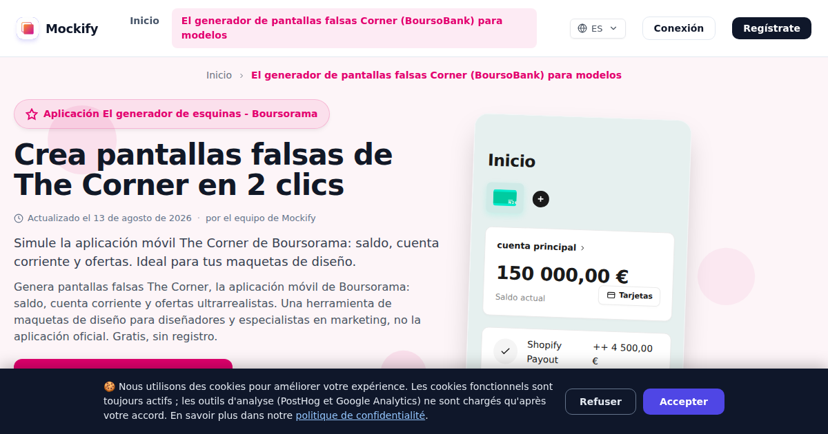 Ejemplo de captura de pantalla realista generada con Mockify