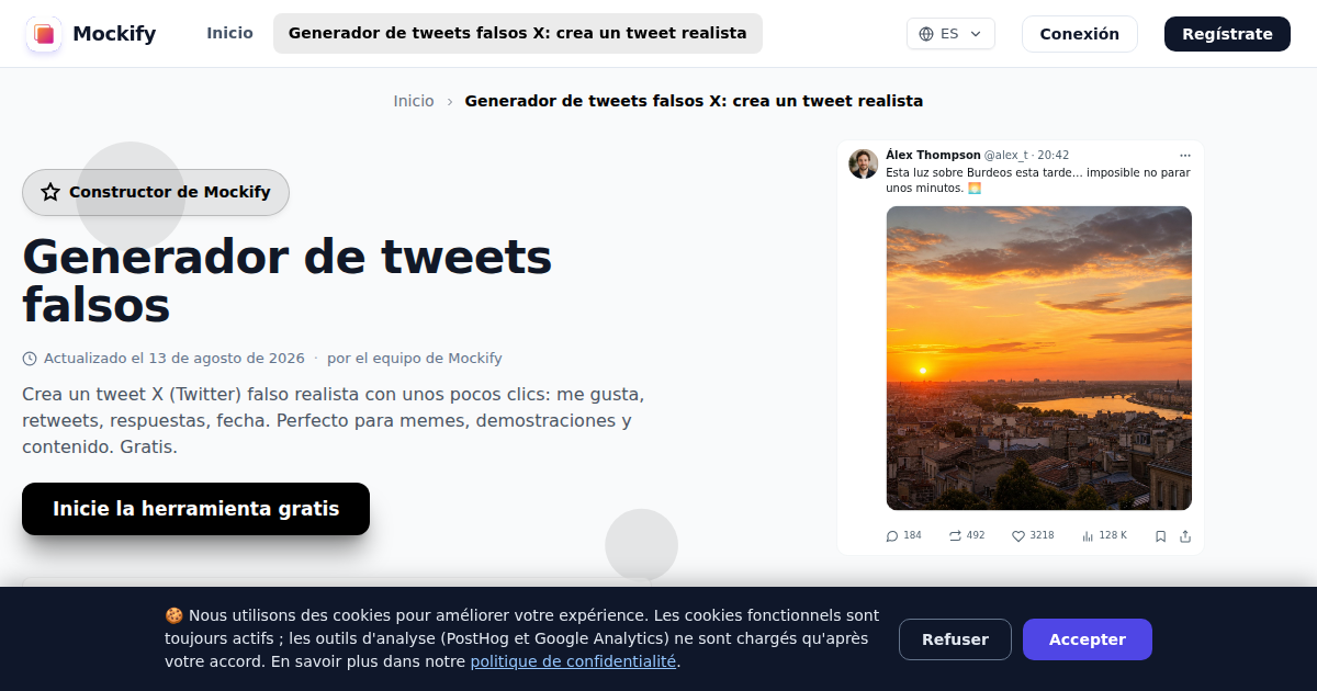 Ejemplo de captura de pantalla realista generada con Mockify