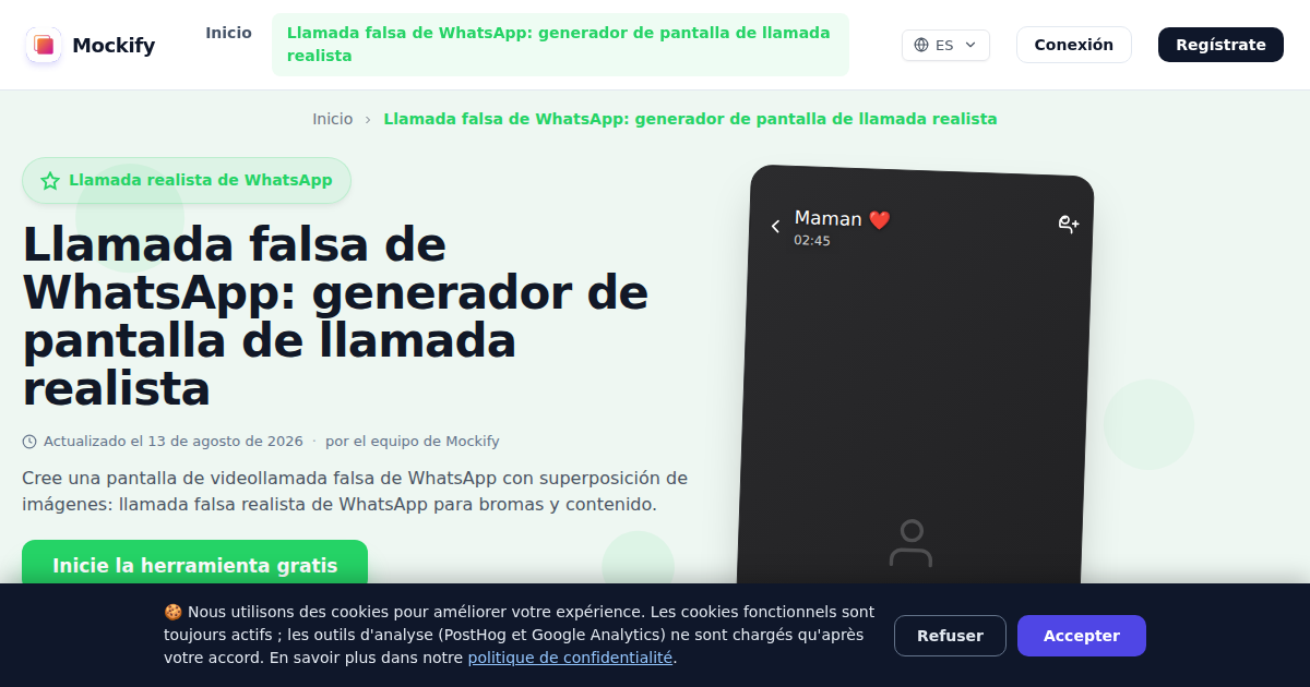 Ejemplo de captura de pantalla realista generada con Mockify