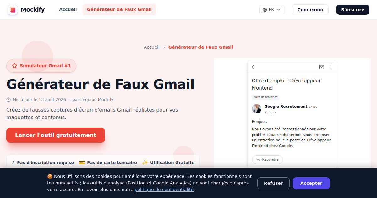 Exemple de capture d'écran réaliste générée avec Mockify