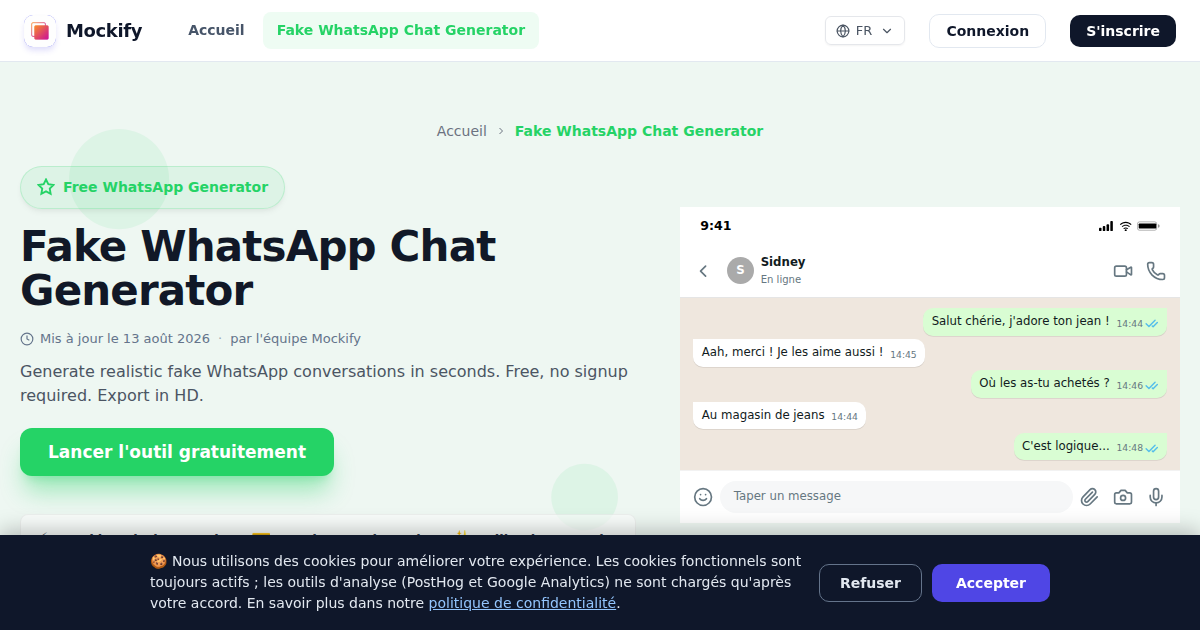 Exemple de capture d'écran réaliste générée avec Mockify