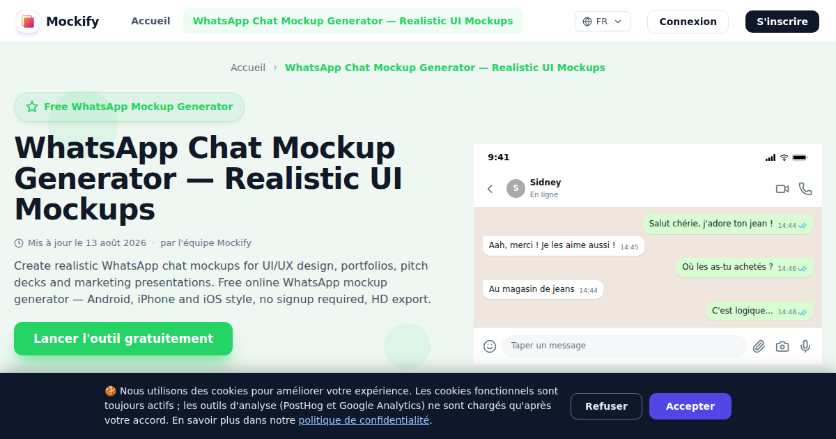 Exemple de capture d'écran réaliste générée avec Mockify